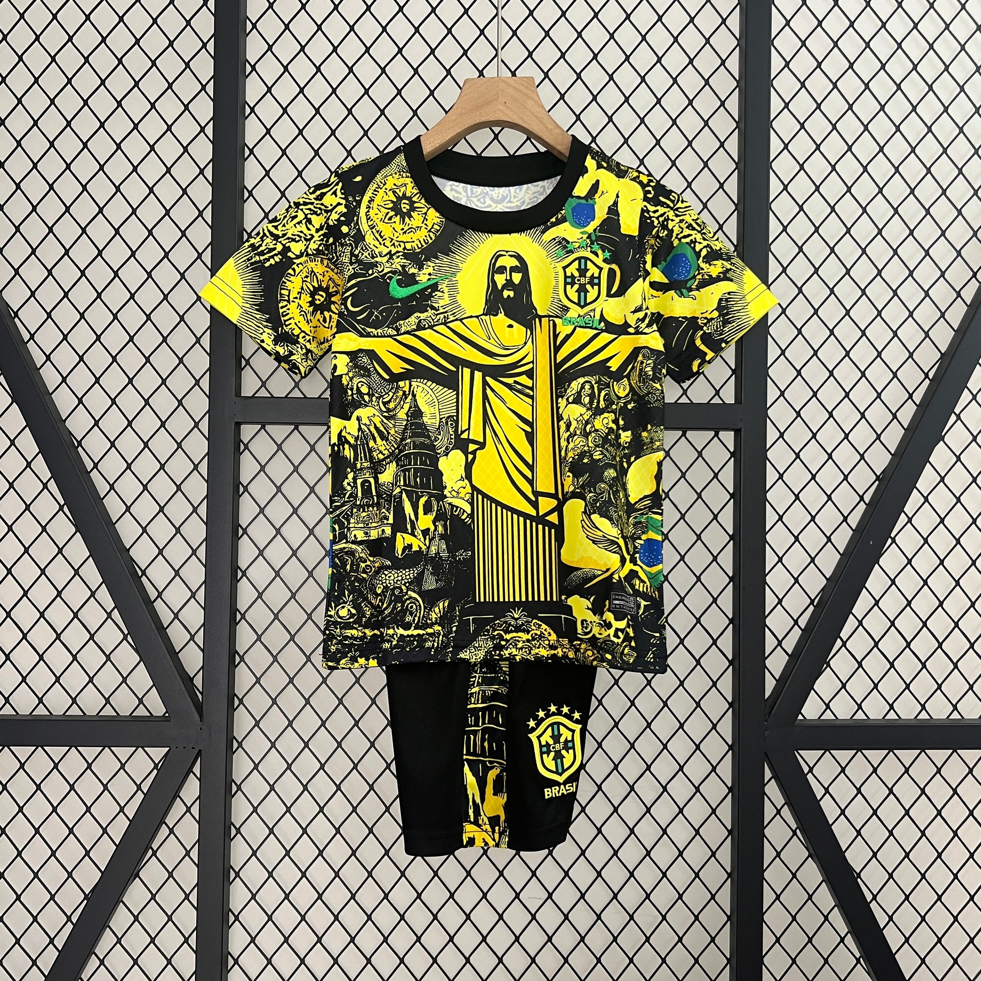 KIDS - 2024-25- BRAZIL CORCOVADO YELLOW | JERSEY+SHORT - Image 3